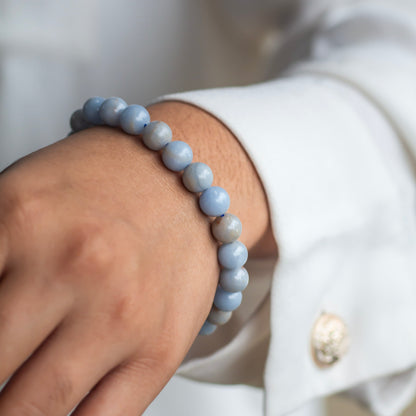 Angelite Bead Bracelet - 8mm | Stone to Connect with Spirit Guides