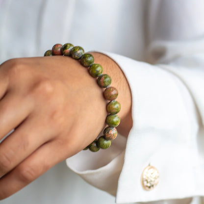 Unakite Bead Bracelet - 8mm | Stone for activating Third Eye Chakra