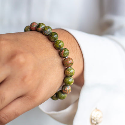 Unakite Bead Bracelet - 8mm | Stone for activating Third Eye Chakra