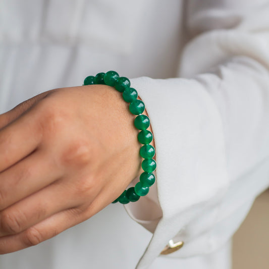 Indian Green Jade Bead Bracelet - 8mm | Luck & Finances