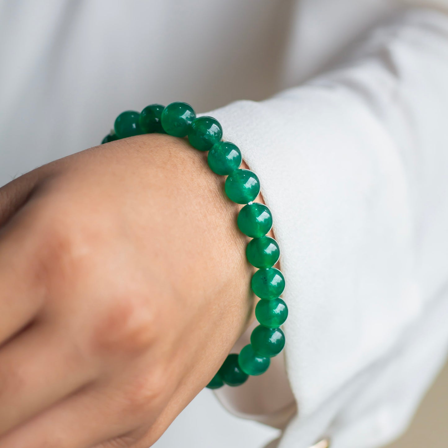 Indian Green Jade Bead Bracelet - 8mm | Luck & Finances