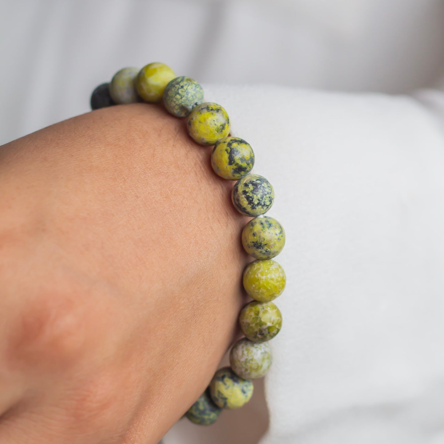 Serpentine Bead Bracelet - 8mm | Wisdom, Past Life memories, Intuition