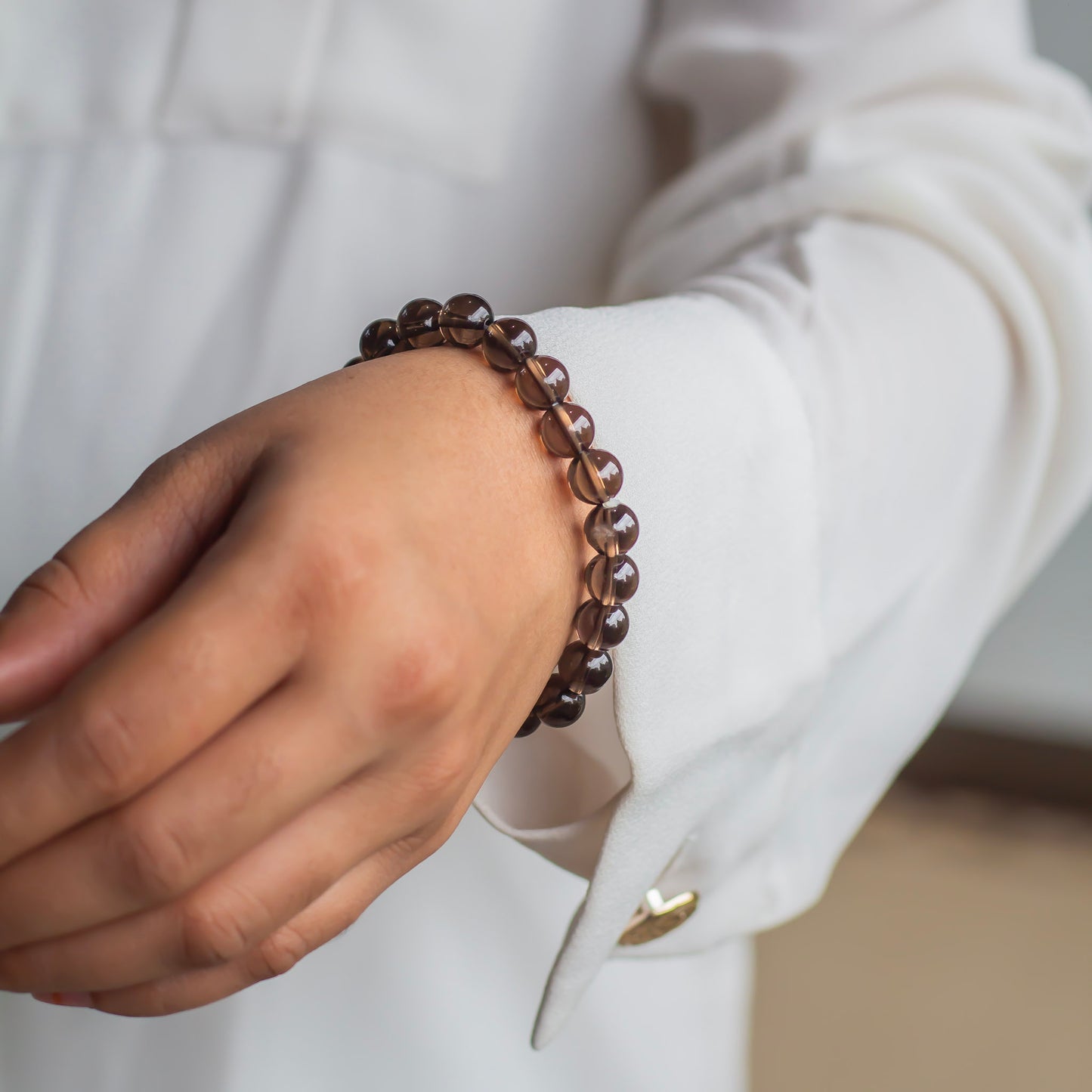 Smoky Quartz Bead Bracelet - 8mm | Protection, Strength & Stability