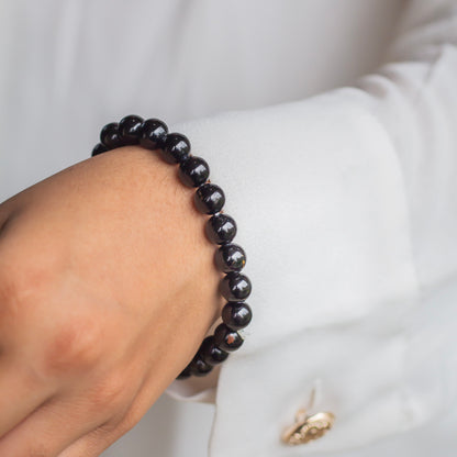 Black Obsidian Bead Bracelet - 8mm | Removes blockages & Provides great Protection