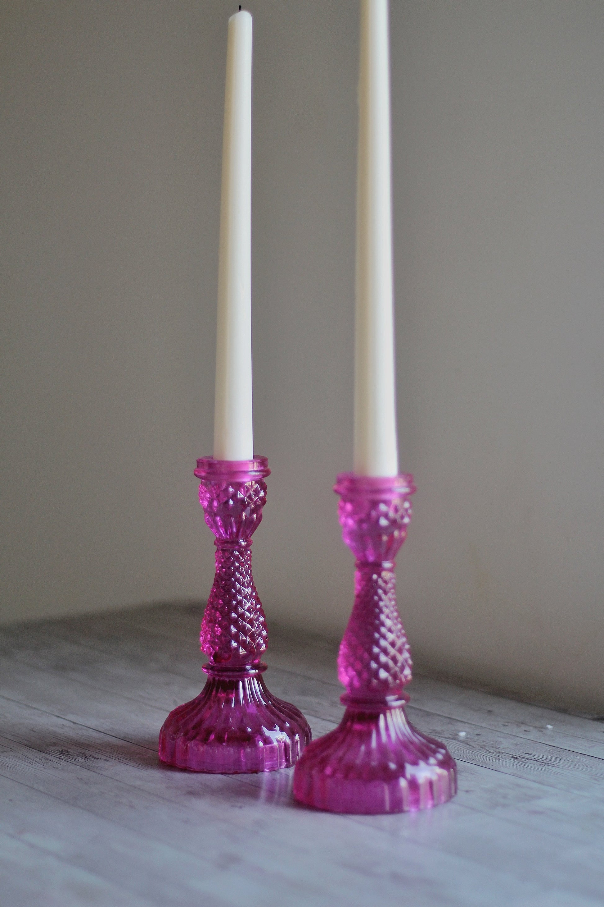 Pink Vintage Glass Candle Holder Home Decor