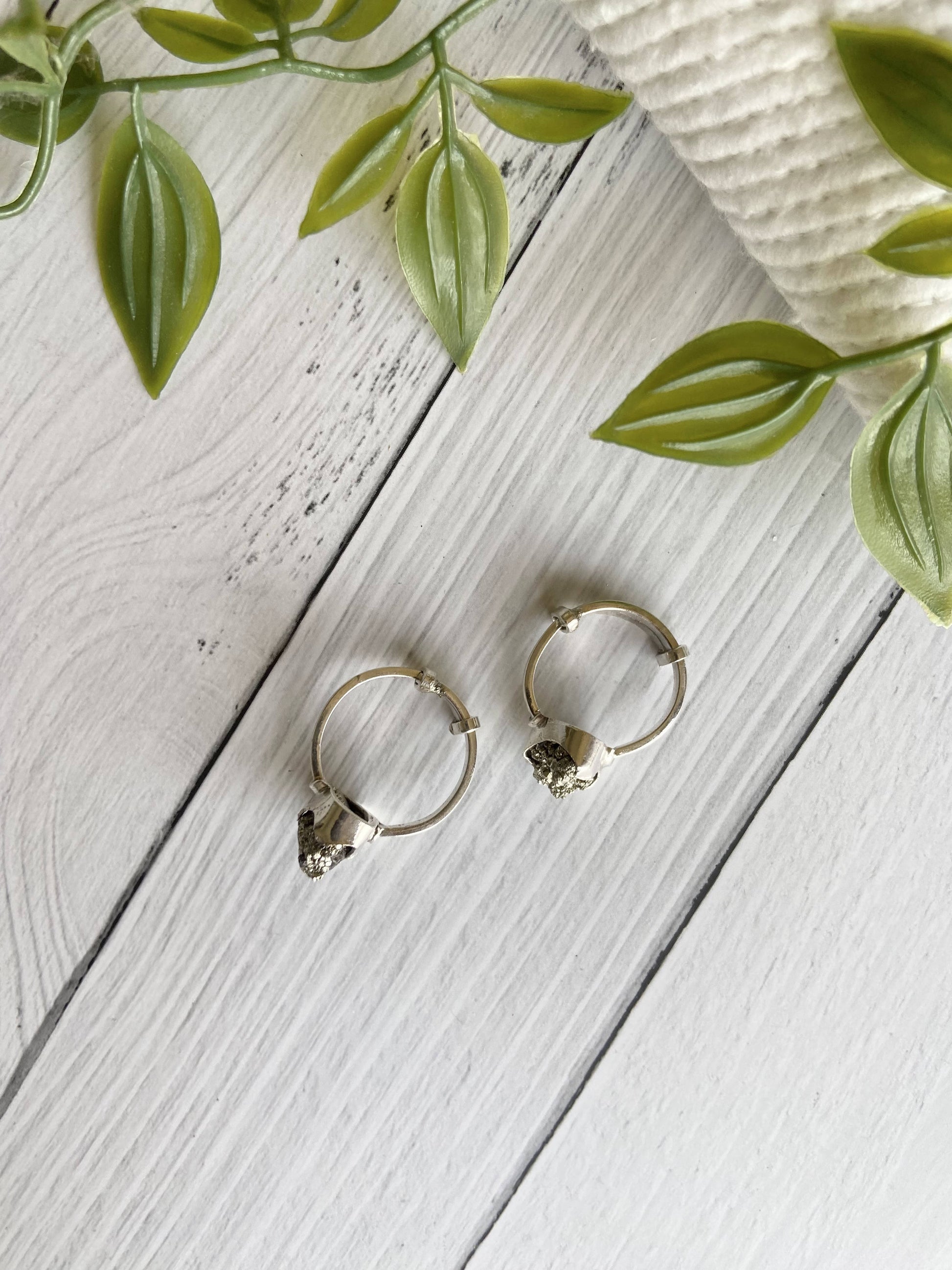 Raw Pyrite fine Silver Ring Financial Abundance Protection Adjustable