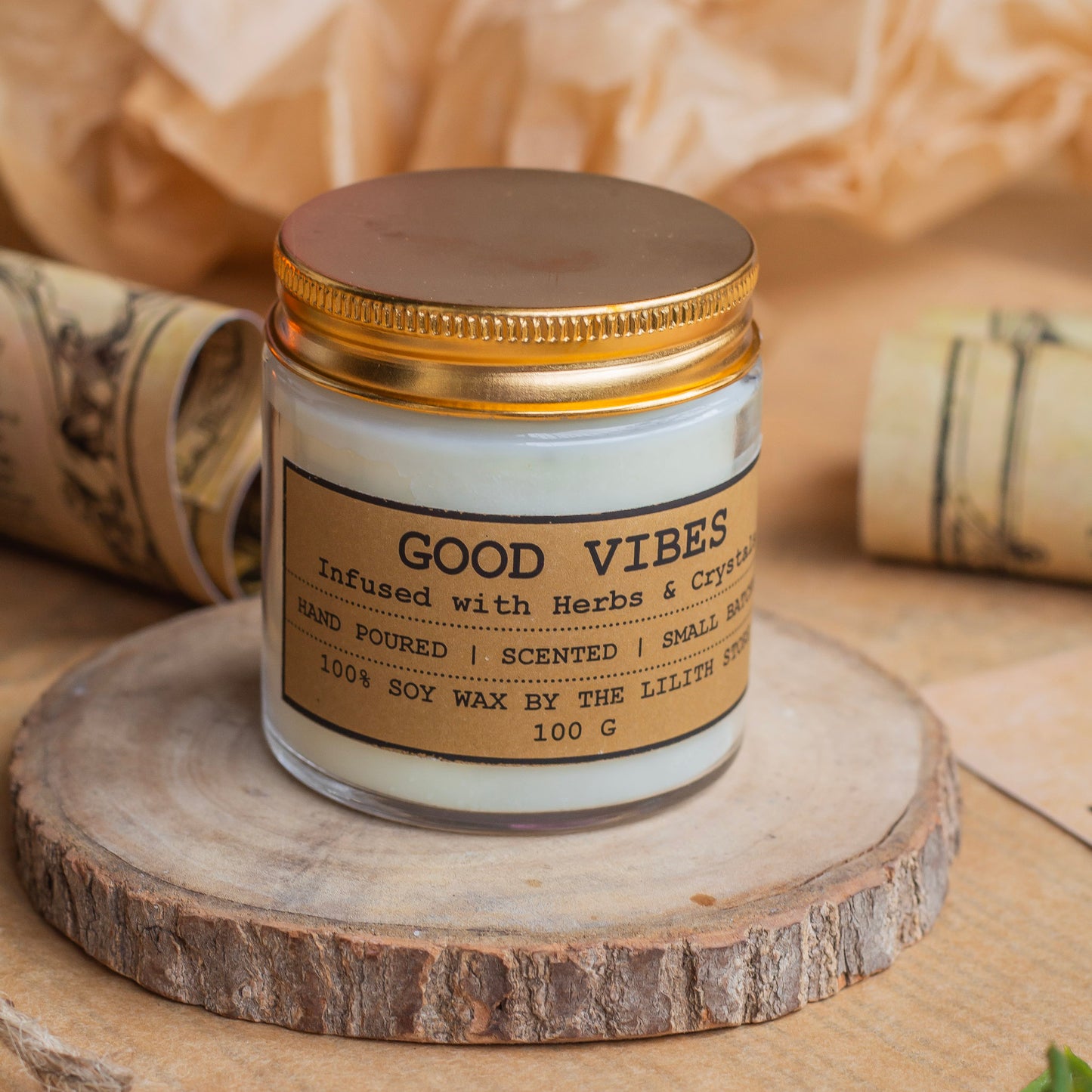 Good Vibes Scented Candles -Infused with Herbs -100 Gm Wax