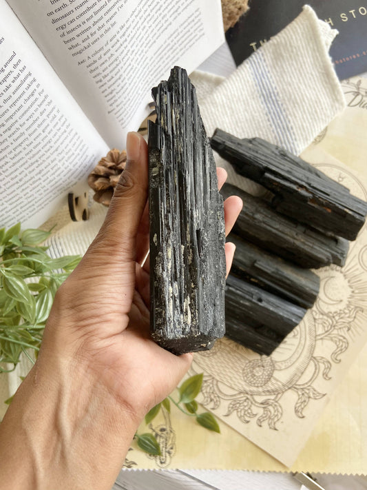 Natural Raw Black Tourmaline Huge Stone With Mica Inclusion Grounding & Protection Crystal Stones