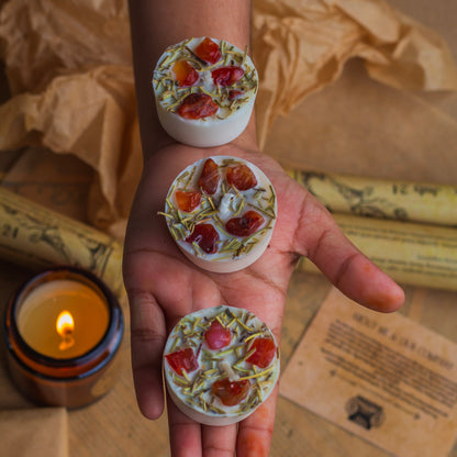 Orange Carnelian + Rosemary Soy Wax Tealight Candle - Set of 8 | Available in Glass Container & Refill