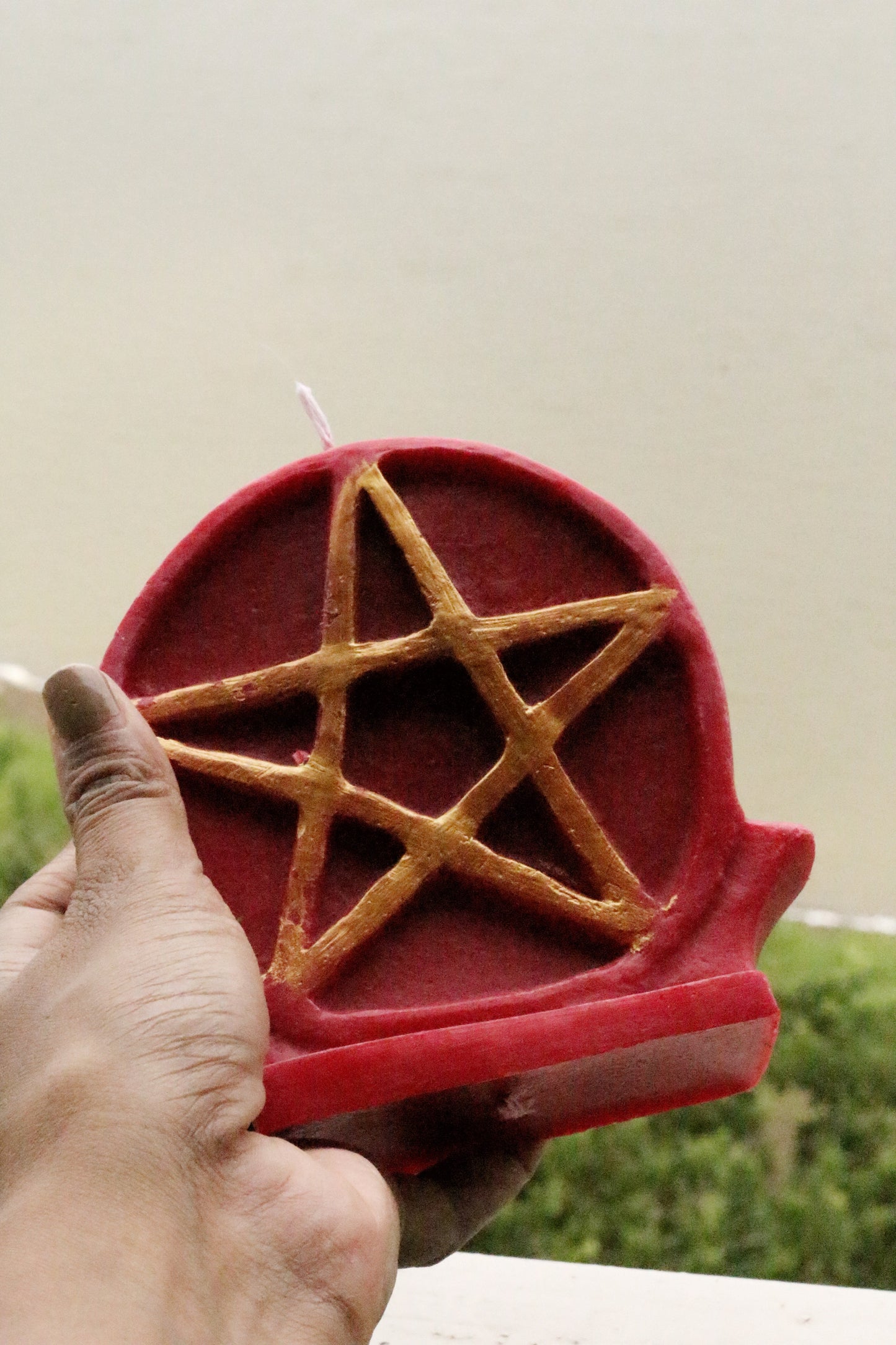 Pentacle Altar Candle With Gold Detail Candles