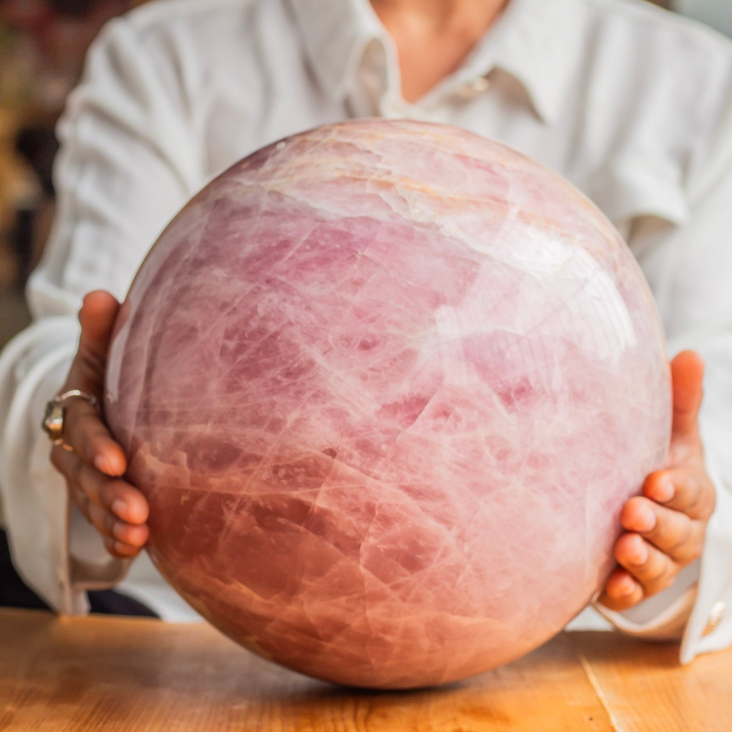 Rose Quartz XXL size Sphere - 15.4 Kg | Love & Self-love