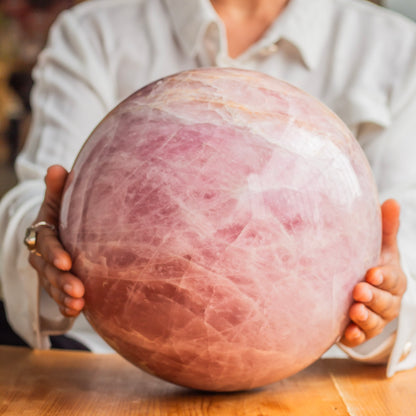 Rose Quartz XXL size Sphere - 15.4 Kg | Love & Self-love