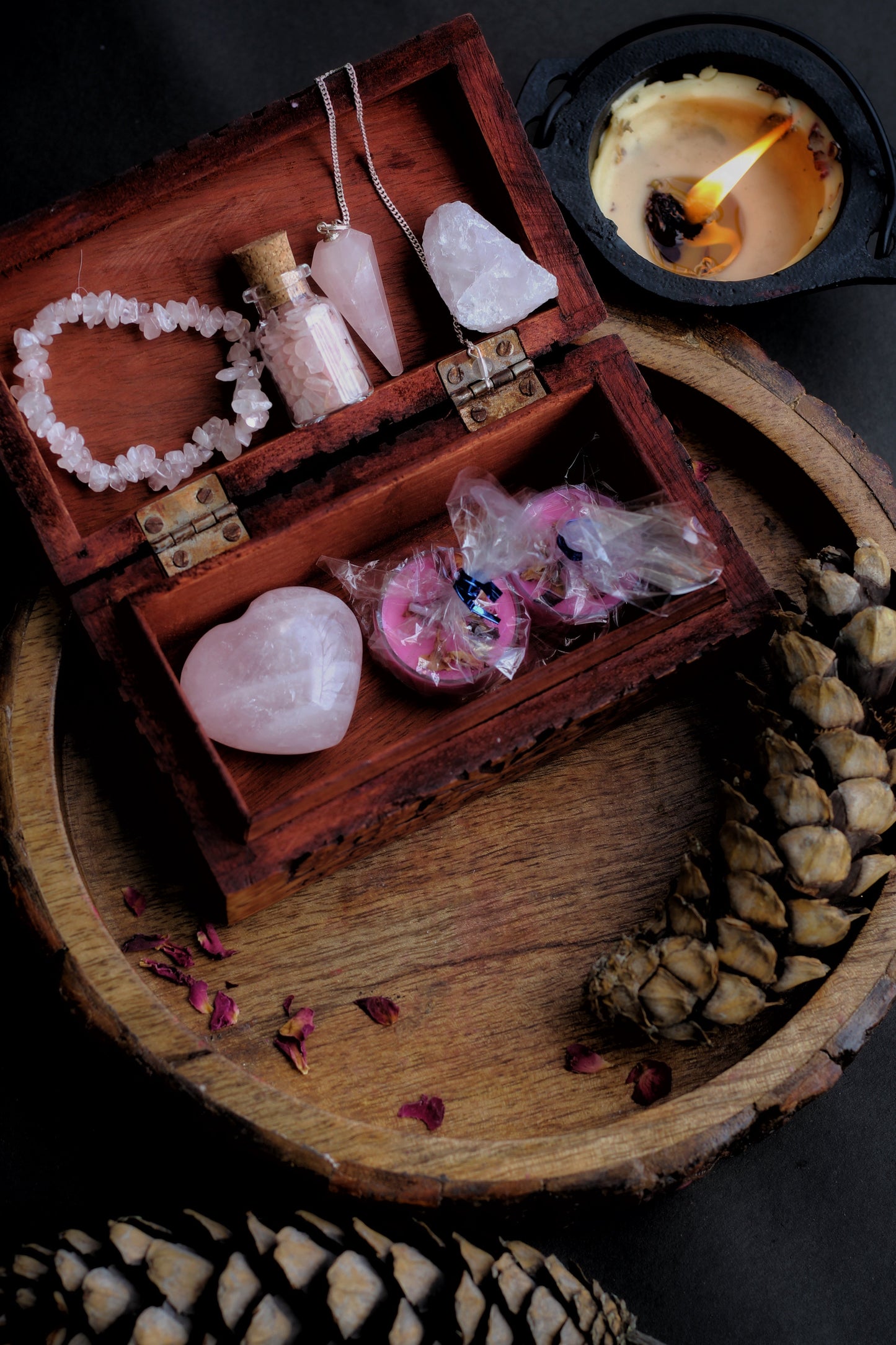 Rose Quarts | A Love And Self Wooden Box Crystal