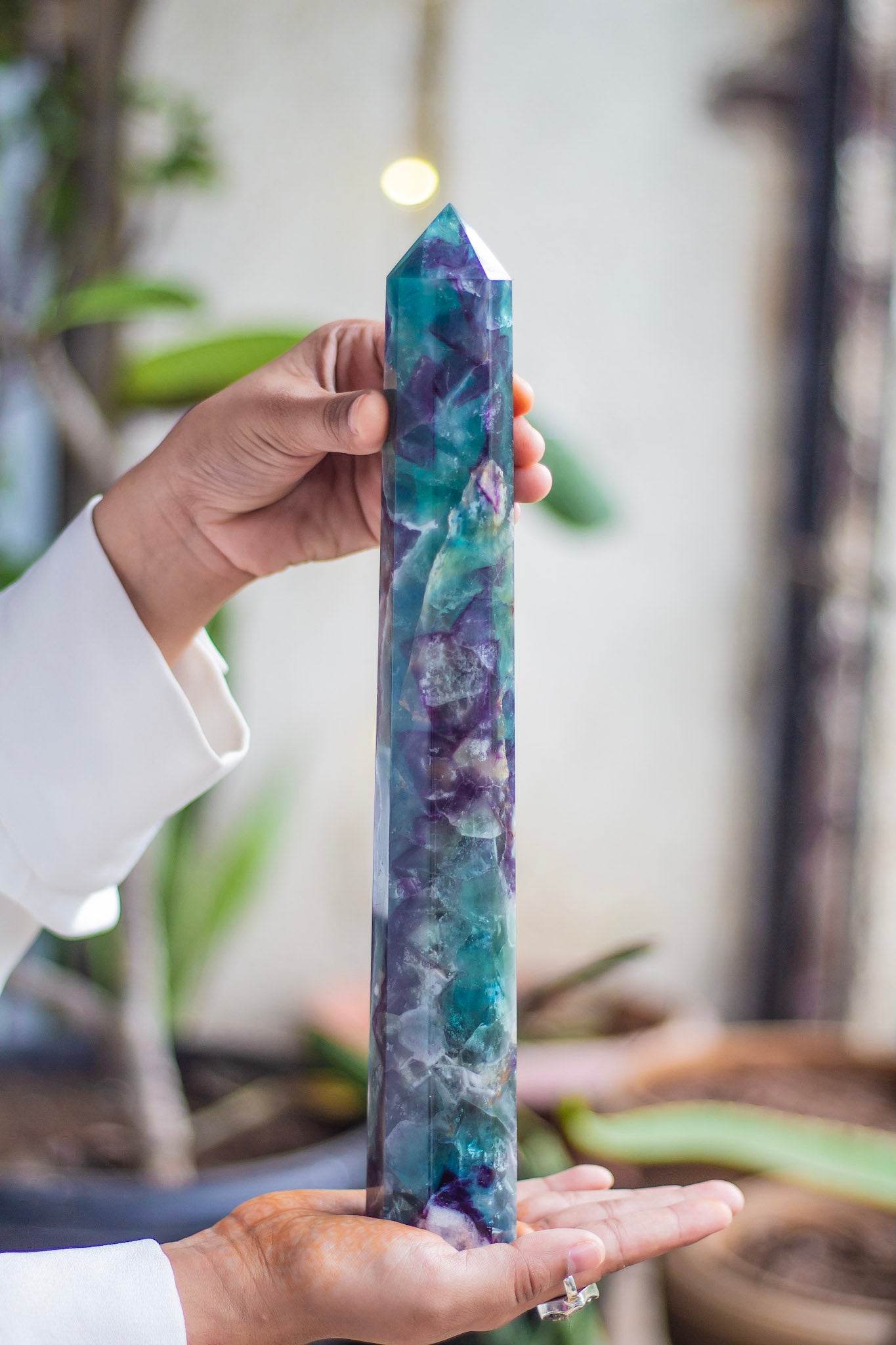 Multi fluorite XXL Six facet Tower - 1.1 Kg | Clarity, Emotional Healing & Spiritual Growth