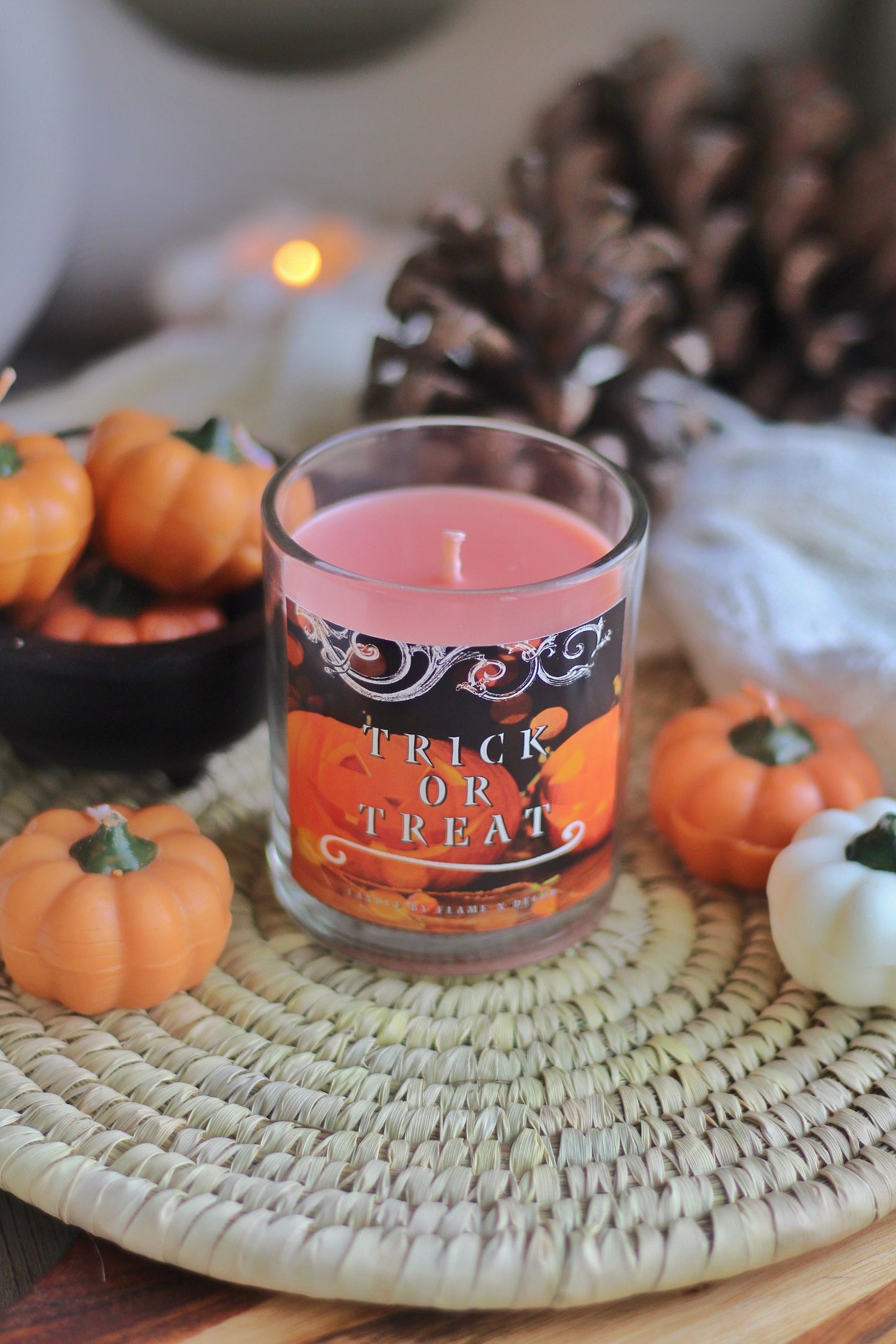 Trick or Treat Soy Wax Candle with Wooden Lid