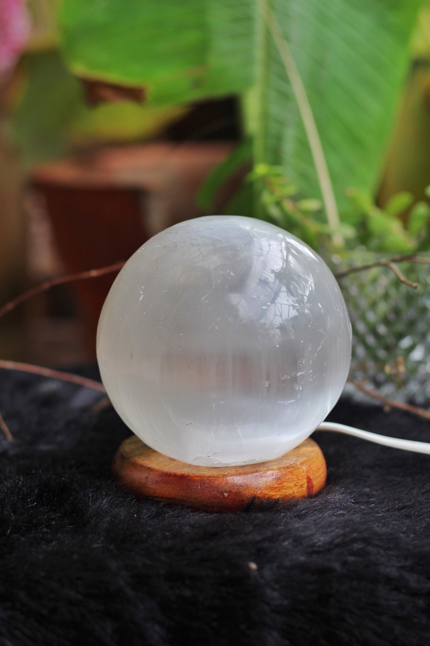 Selenite Sphere Lamp Crystal