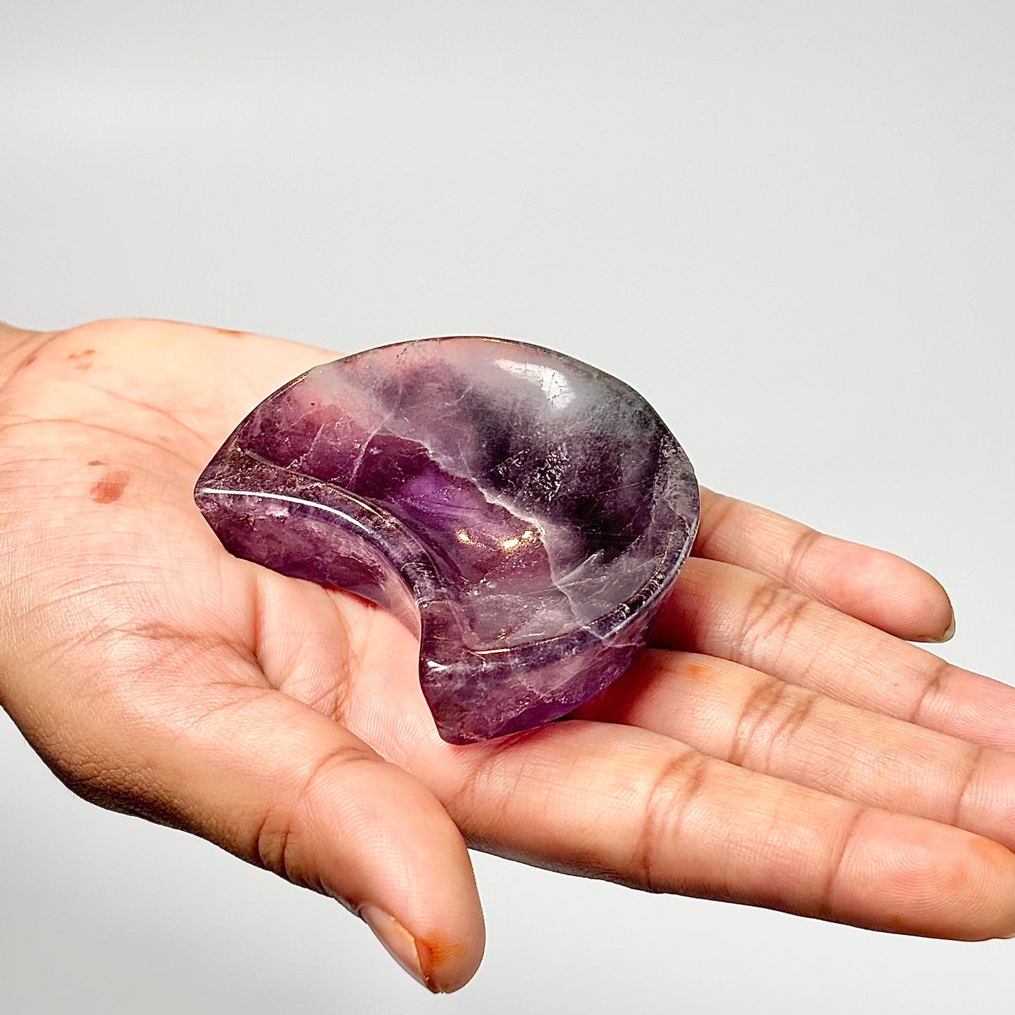 Crescent Moon-Shaped Fluorite Bowl