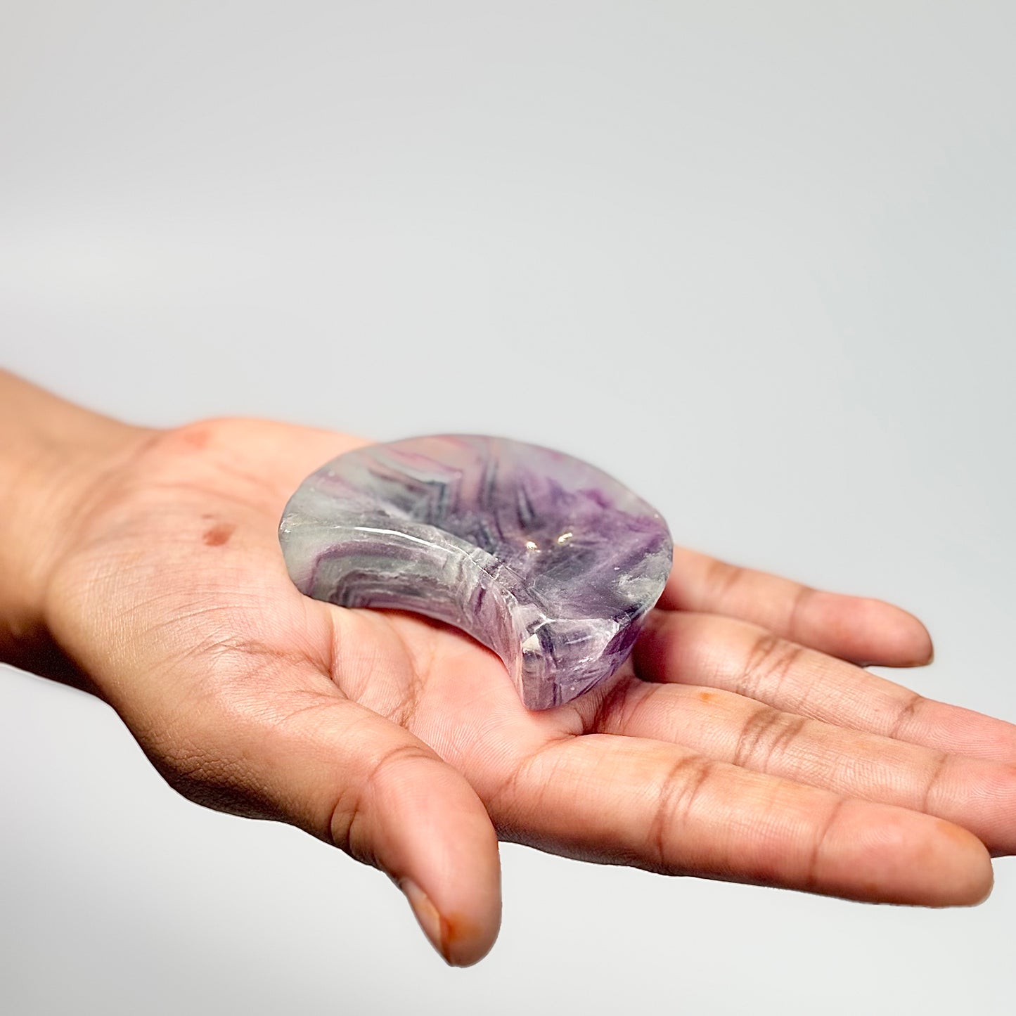 Crescent Moon-Shaped Fluorite Bowl