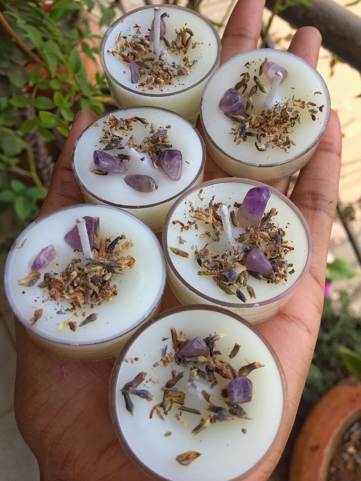 Scented Tea Light Candles - Infused With Lavender & Amethyst Set Of 8 Candle