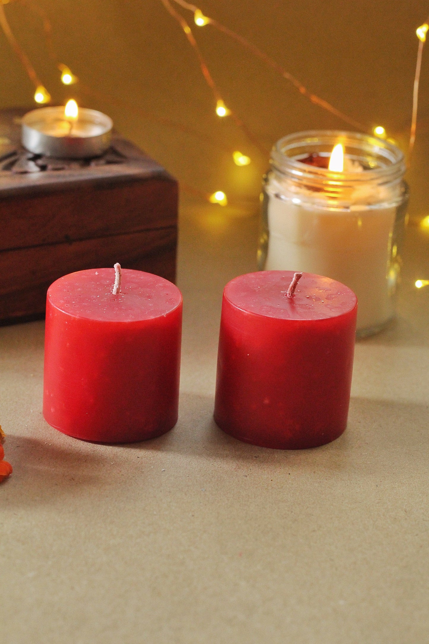 Lilith Small Red Pillar Candle - 2 Inch Pack Of