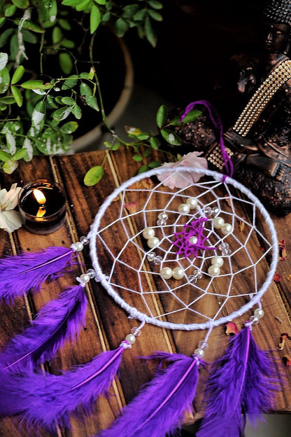 Purple Dream Catcher With Pearl Work Other Metaphysical Supplies