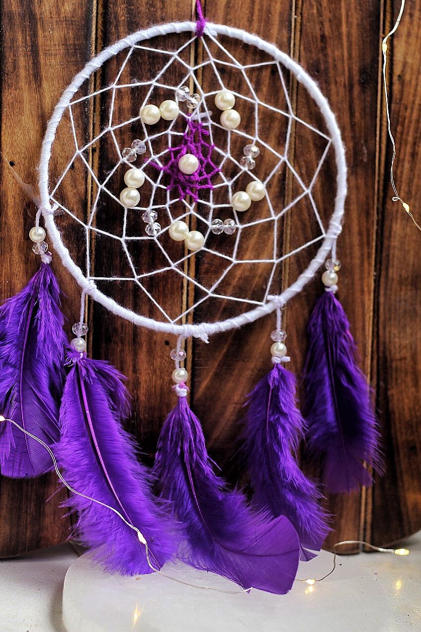 Purple Dream Catcher With Pearl Work Other Metaphysical Supplies