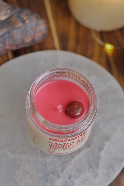 Root Chakra Scented Candle With Crystal Tumble - Soy Wax 100 G