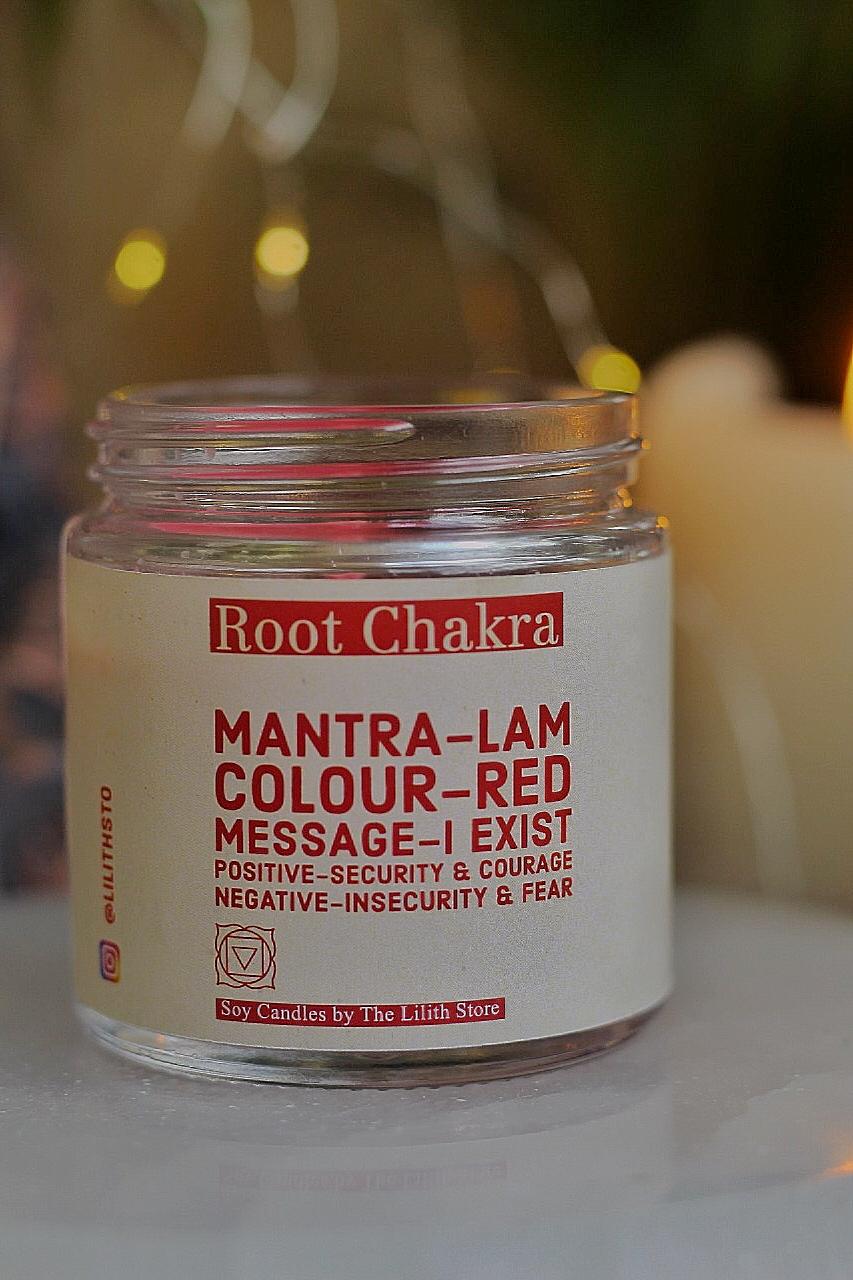 Root Chakra Scented Candle With Crystal Tumble - Soy Wax 100 G