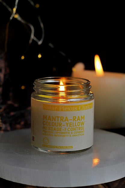 Solar Plexus Chakra Scented Candle With Crystal Tumble - Soy Wax 100 G