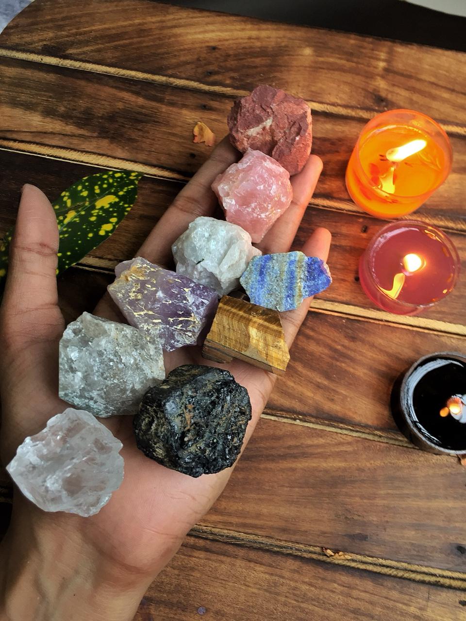 Raw Stones Set Of 9 | For Meditation & Rituals Crystal