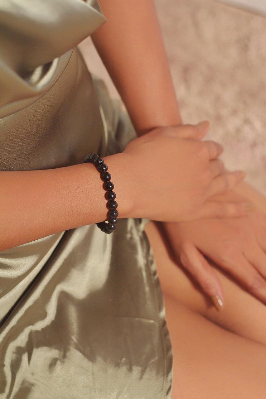 Black Onyx Bead Bracelet | Stone Of Protection & Strength Crystal Jewellery
