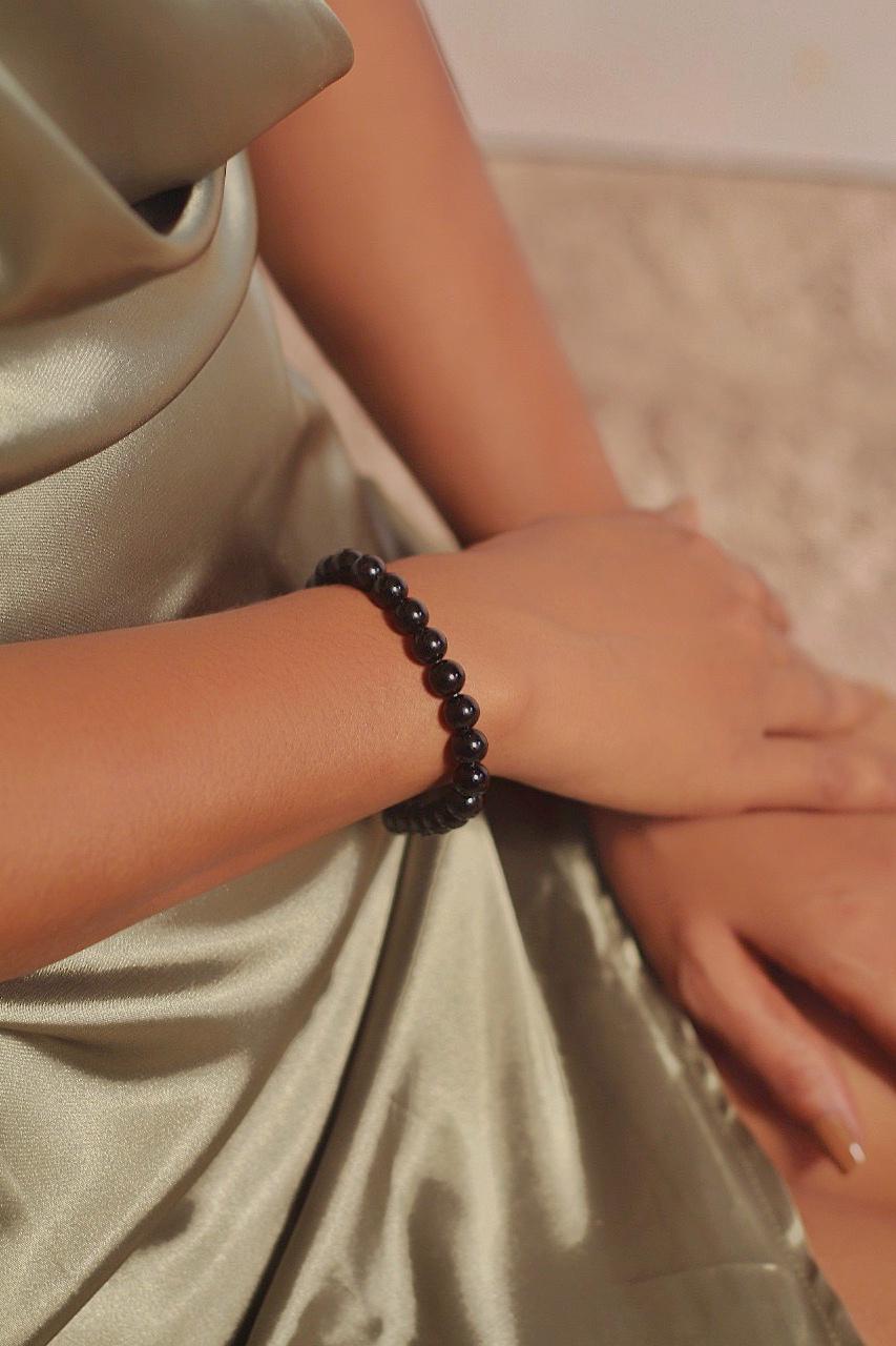 Black Onyx Bead Bracelet | Stone Of Protection & Strength Crystal Jewellery