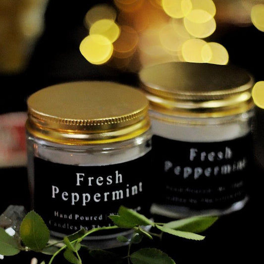 Fresh Peppermint Essential Oil Candle Infused With Peppermint Flakes