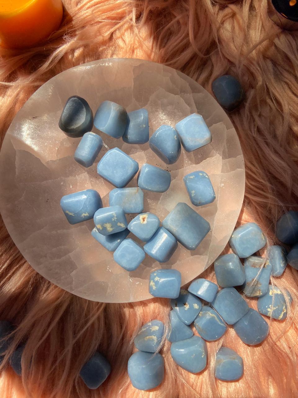 Angelite Tumble | Stone To Connect With Spirit Guides Crystal & Stones