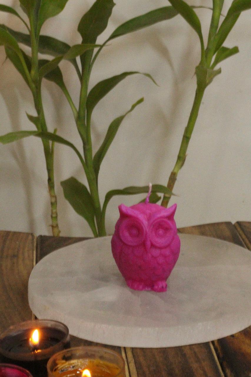 Pink Owl Candle