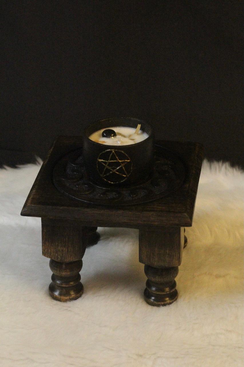Triquetra / Trinity Knot Black Wooden Table Altarware | Altar