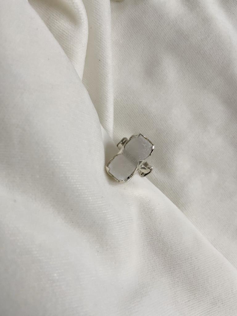 Selenite Silver Adjustable Ring Crystal Jewellery