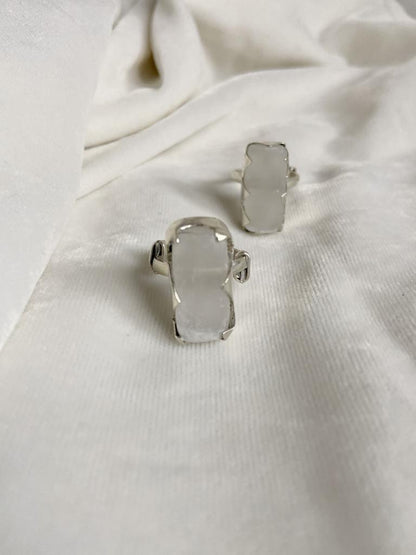 Selenite Silver Adjustable Ring Crystal Jewellery