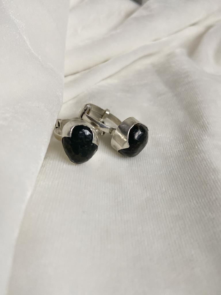 Nuummite Silver Adjustable Ring Crystal Jewellery