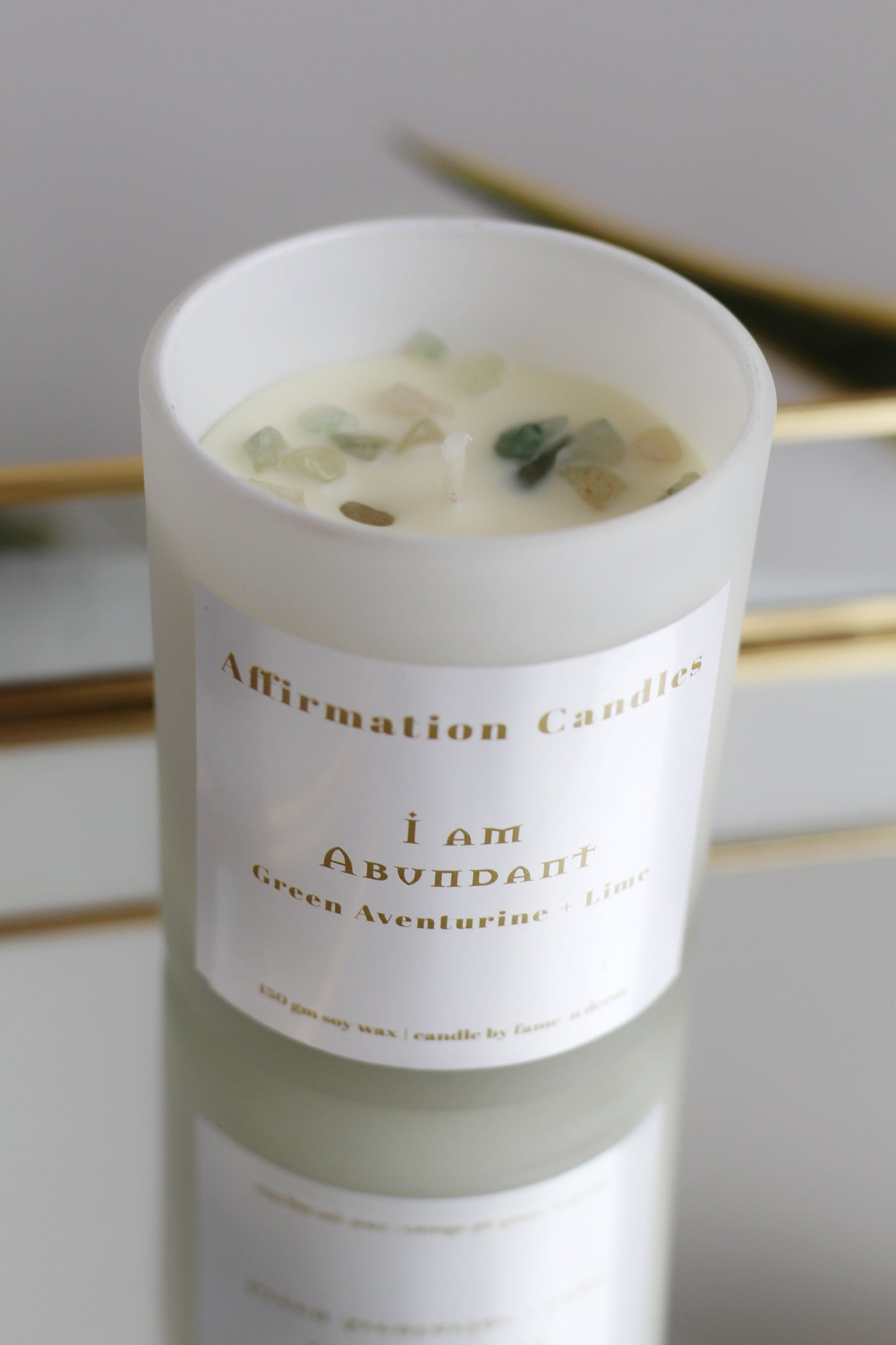 I am Abundant Crystal Infused Soy wax Candle