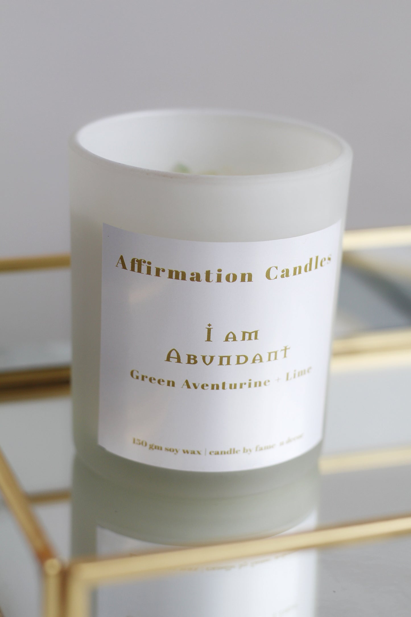 I am Abundant Crystal Infused Soy wax Candle