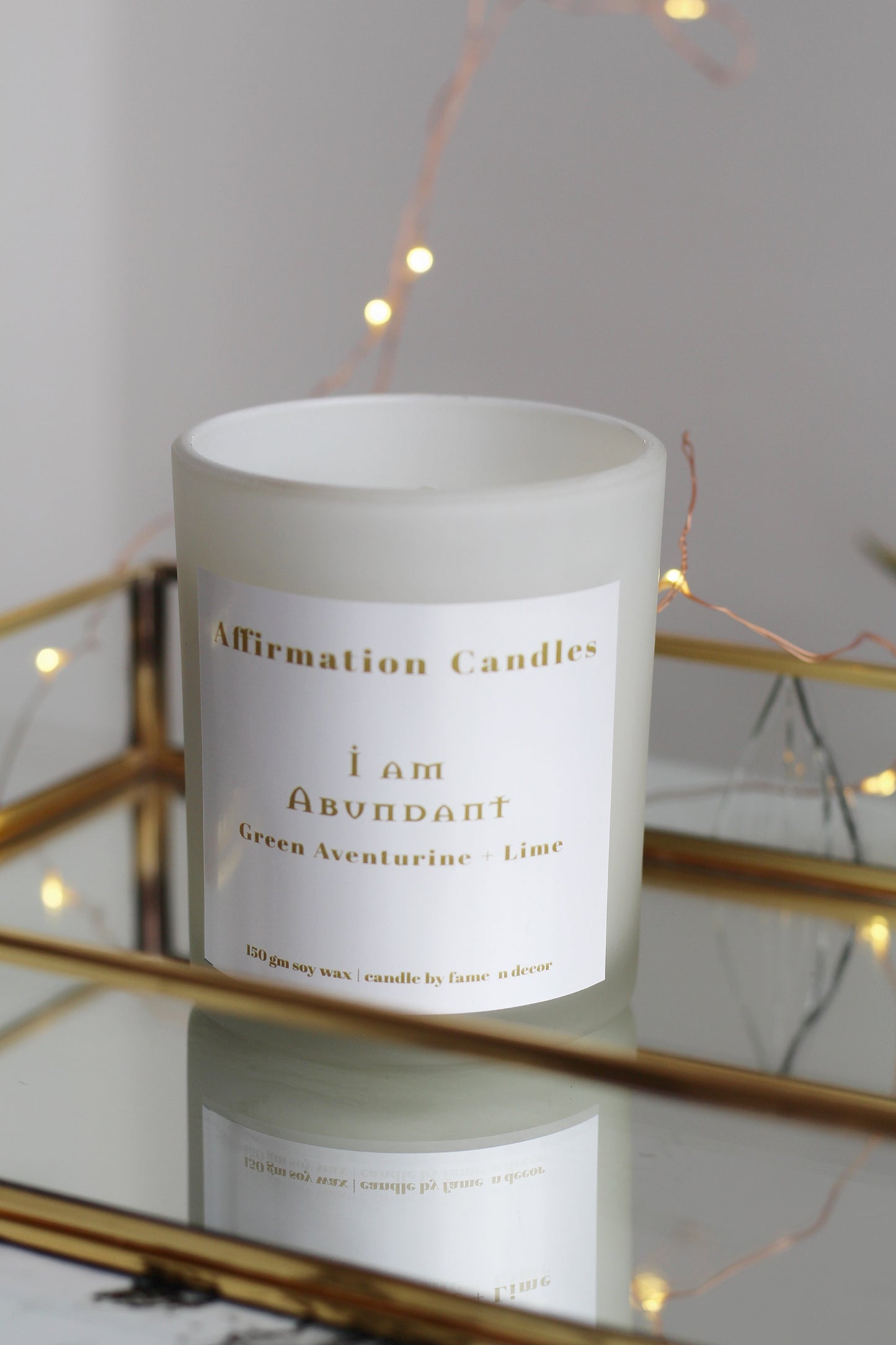 I am Abundant Crystal Infused Soy wax Candle