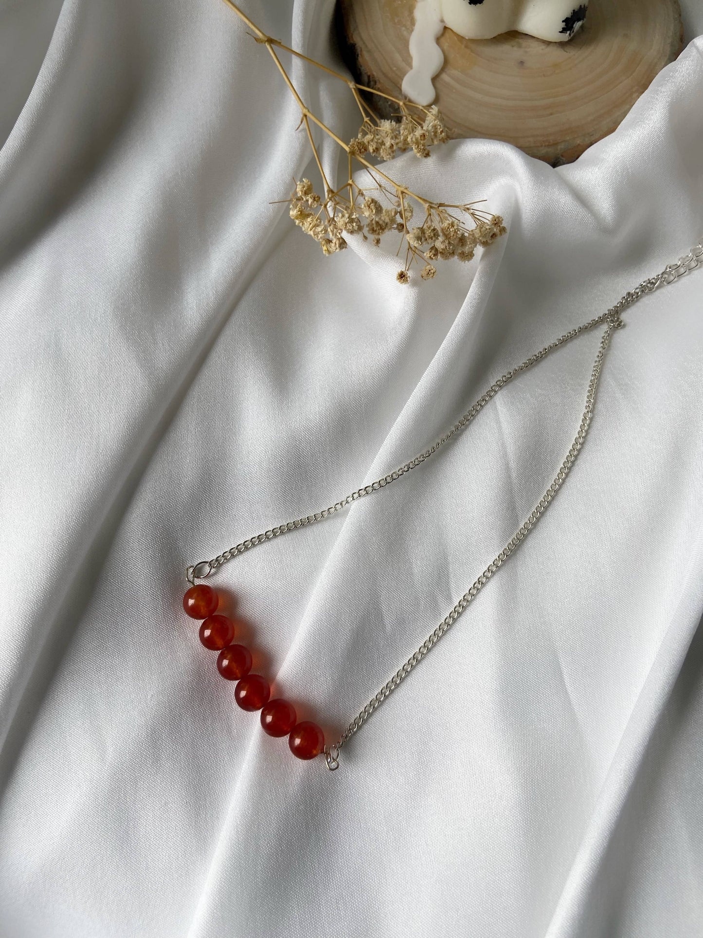 Orange Carnelian Bead Chain Necklace Crystal Jewellery