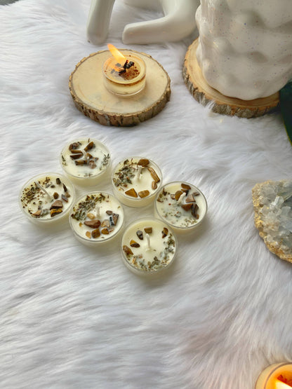 Scented Tea Light Candles - Tiger Eye & Peppermint E.o Set Of 8