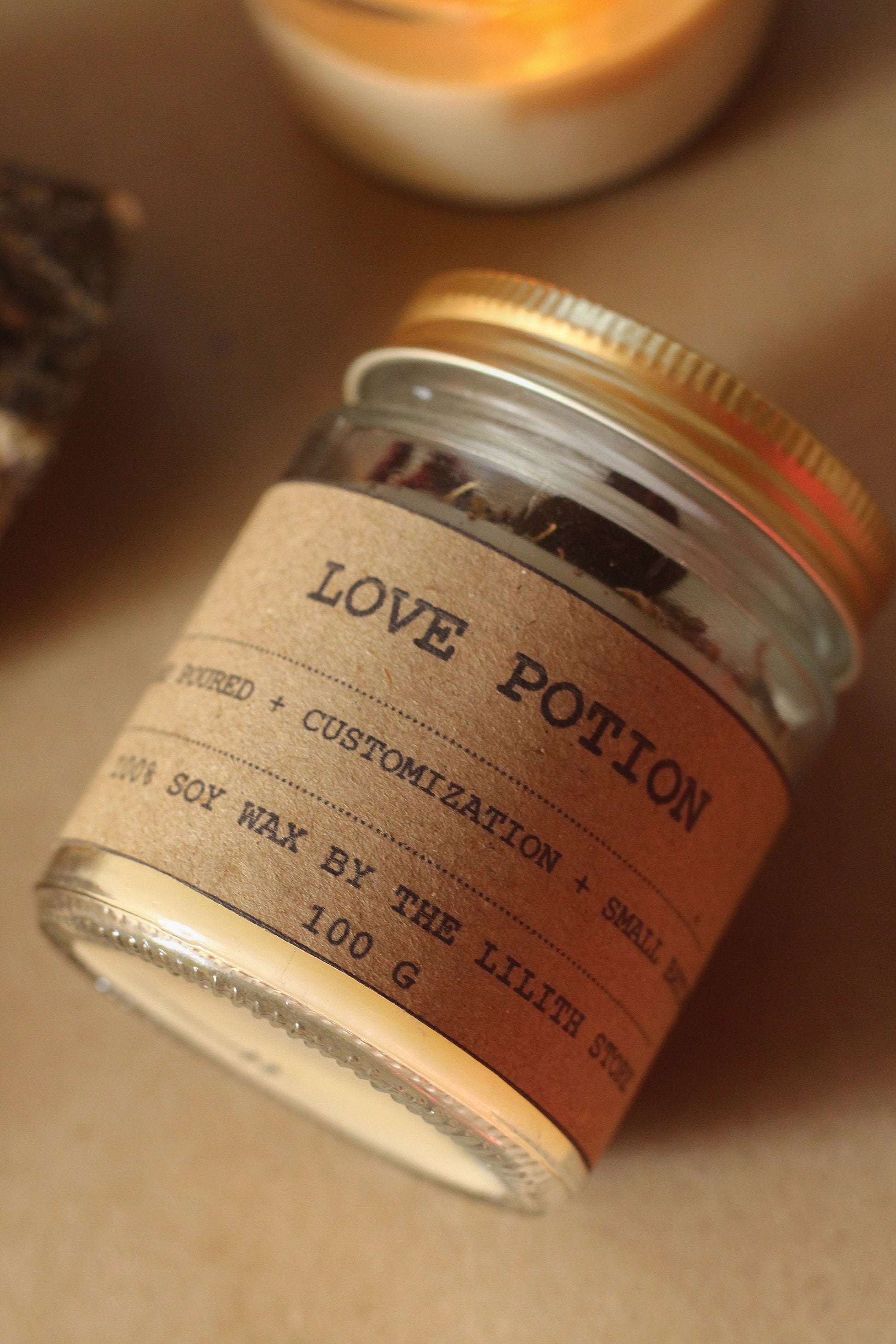 Love Potion Candle | Ritual Herb & Crystal Infused 100 Gm Wax