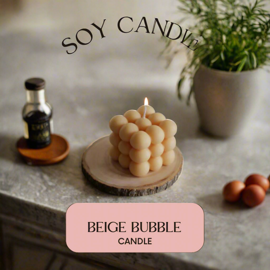 Beige Cloud Bubble Soy Candle | Pack of 3