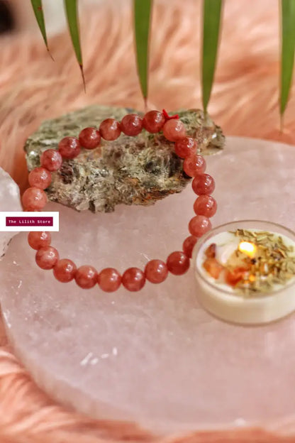 Sunstone Bead Bracelet - Stone Of Stability & Personal Strength Crystal